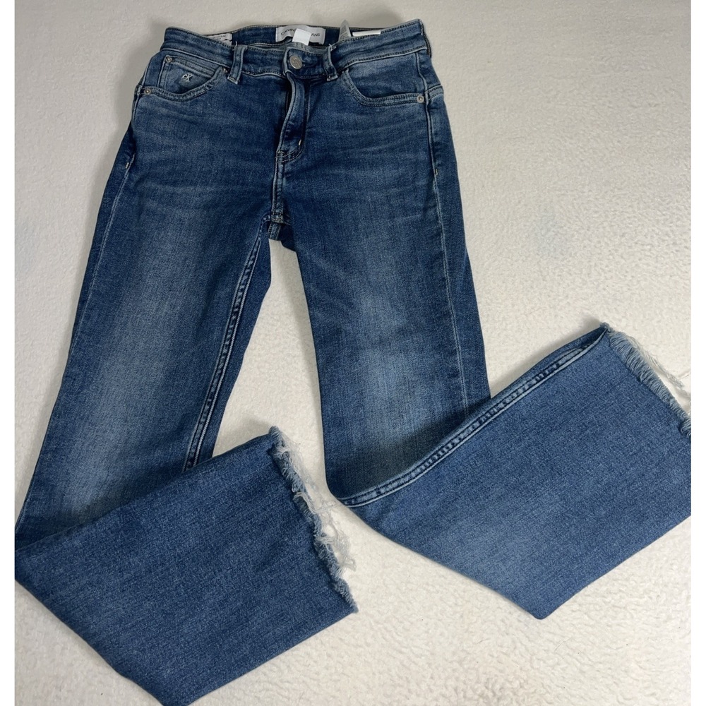 Calvin Klein Jeans Women's W25 High Rise Body Slim Boot Ankle Jeans Italian Raw